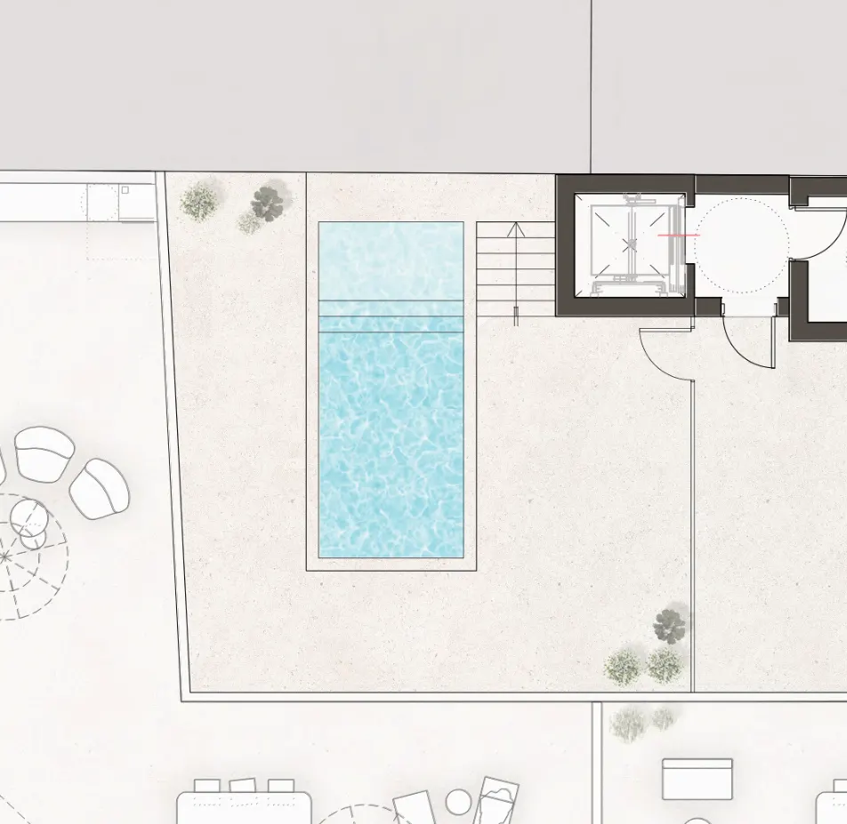 Piscina del solárium en cubierta