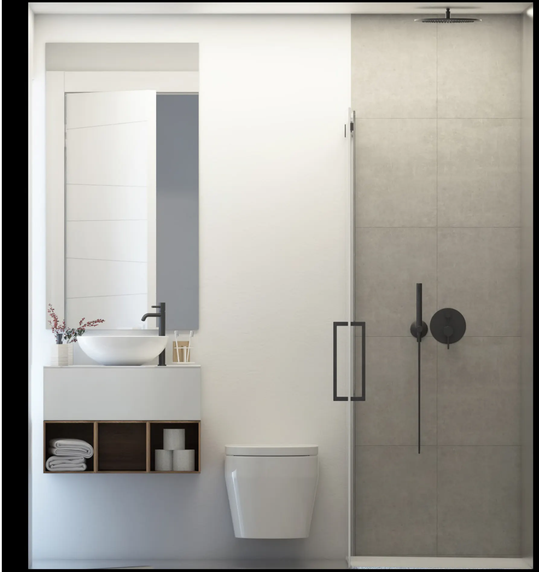 Baño con ducha efecto lluvia